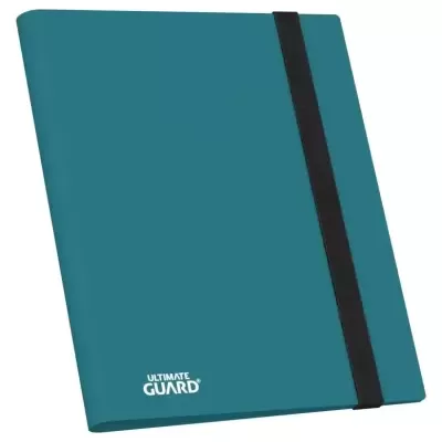 capa rígida azul turquesa com fecho elástico preto e texto ULTIMATE GUARD