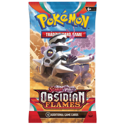 Embalagem de booster de cartas Pokémon Scarlet & Violet Obsidian Flames