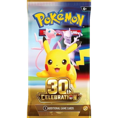 Pacote do jogo Pokémon Trading Card Game 30th Celebration com Pikachu, Mew e Mewtwo
