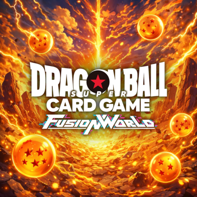 Imagem promocional Dragon Ball Super Card Game Fusion World com bolas laranja e estrelas vermelhas