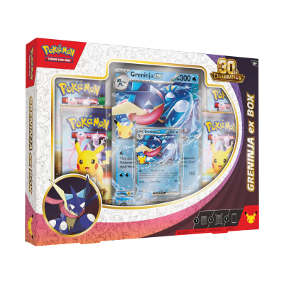 Pack Pokémon Trading Card Game Greninja EX 30th Celebration com cartas visíveis