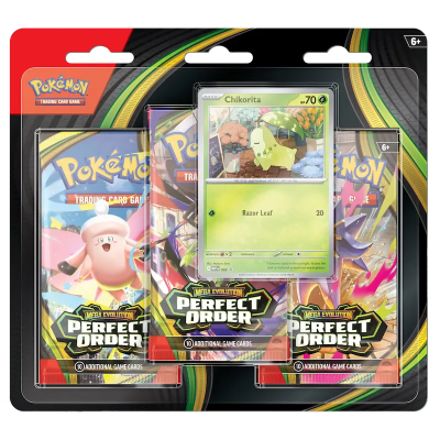 Pack de cartas Pokémon Mega Evolution Perfect Order com carta especial Chikorita