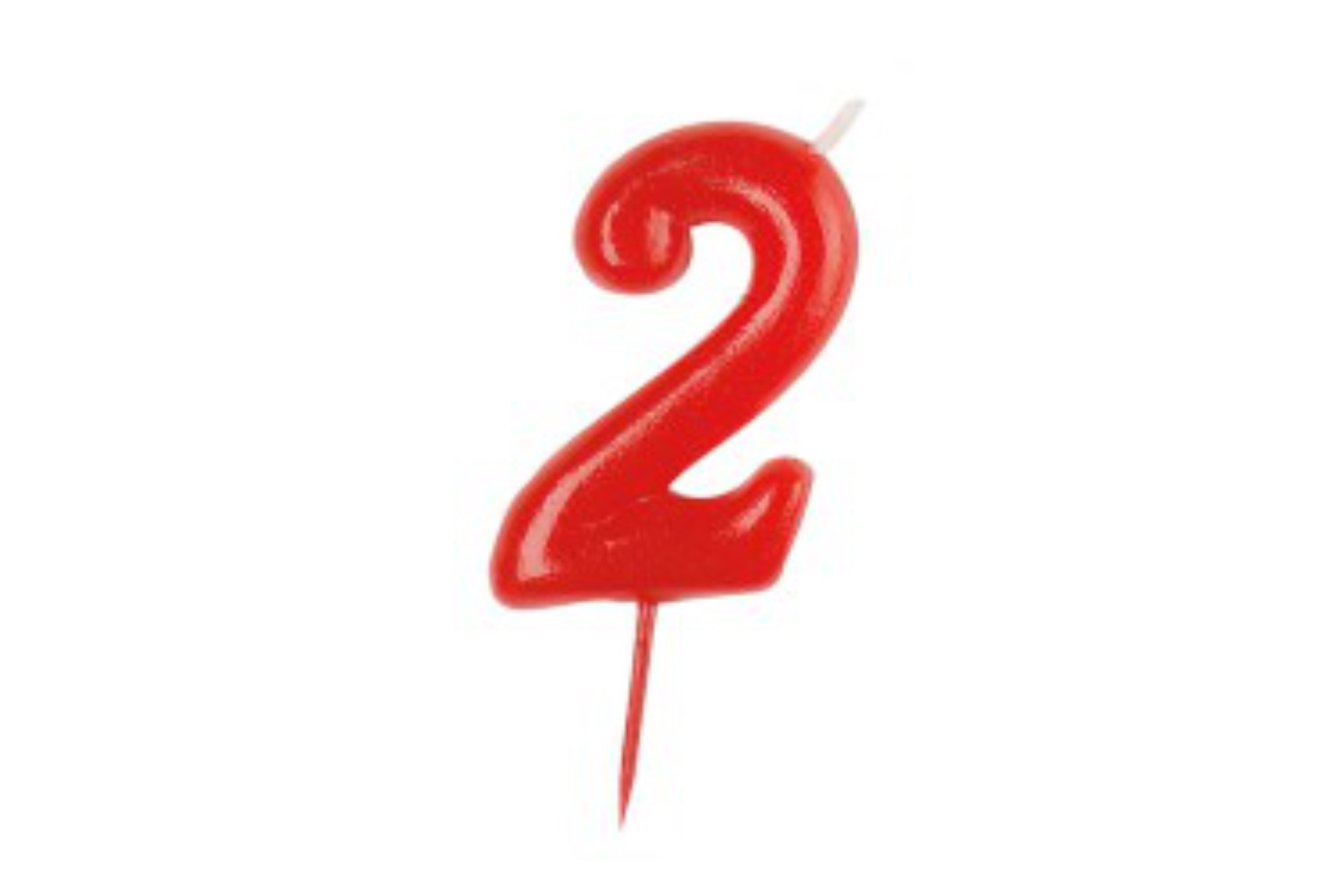 Vela de aniversário número 2 vermelha