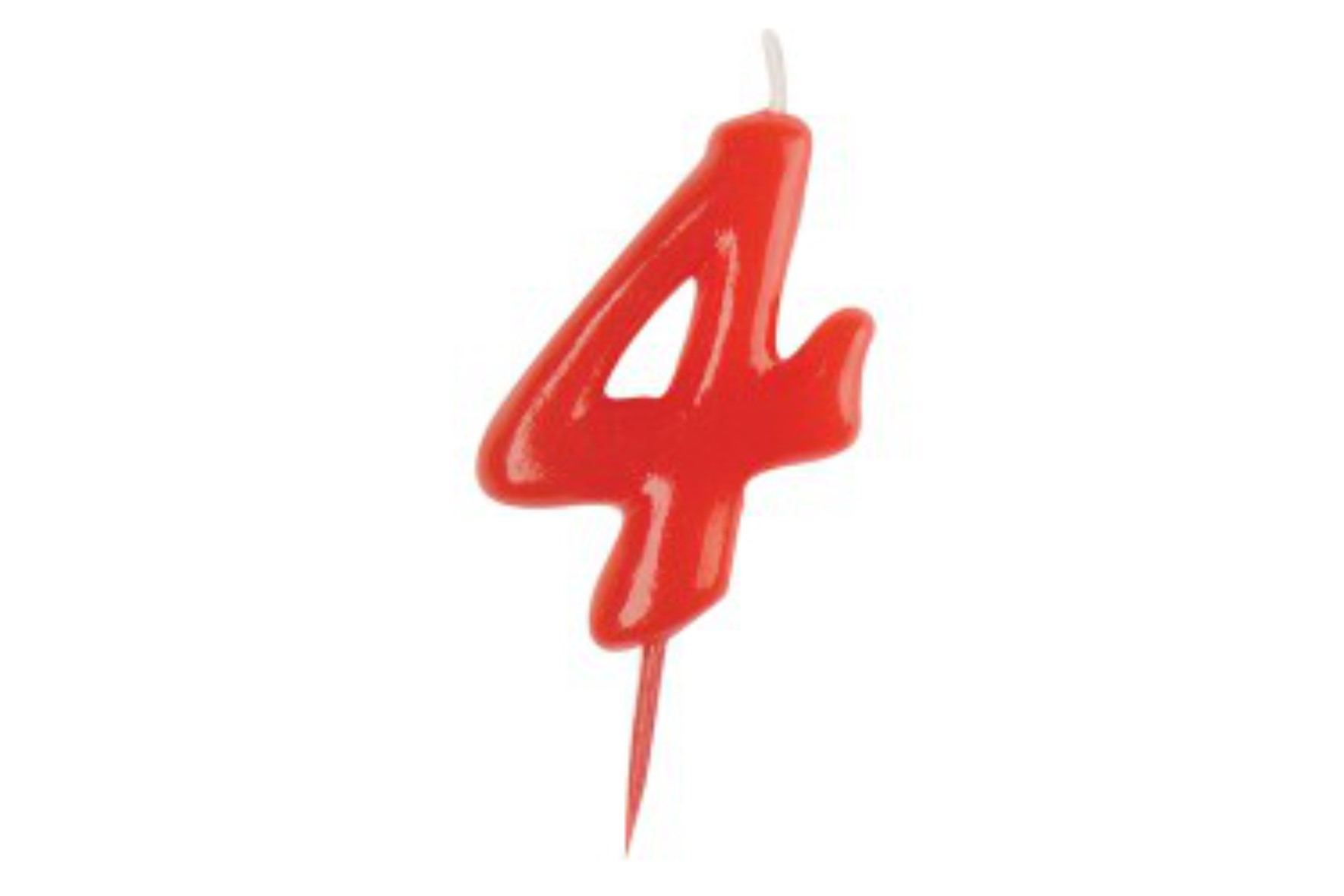 Vela de aniversário número 4 vermelha