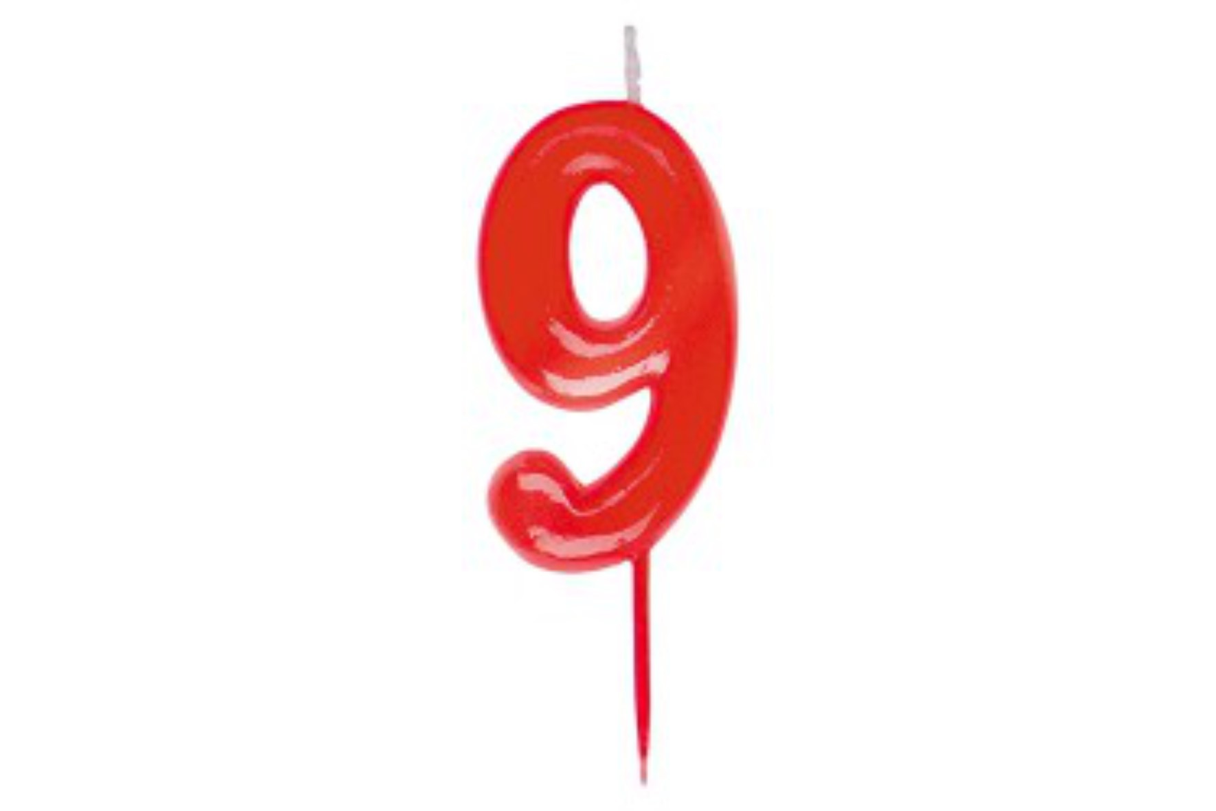 Vela de aniversário número 9 vermelha