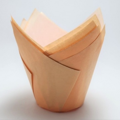 Folhas de papel vegetal em tons de bege e castanho em formato cónico