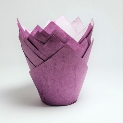 Papel para embrulho de bolos ou cupcakes roxo e lilás em camadas