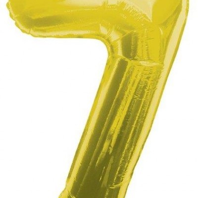 Balão metálico dourado em forma do número 7