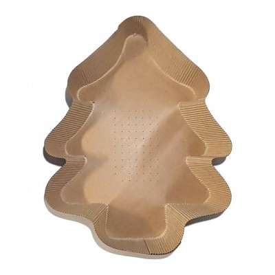 Forma para assar em papel kraft castanho em formato de árvore de Natal