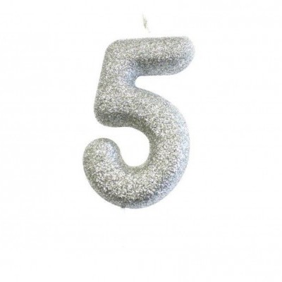 Vela número 5 prateada