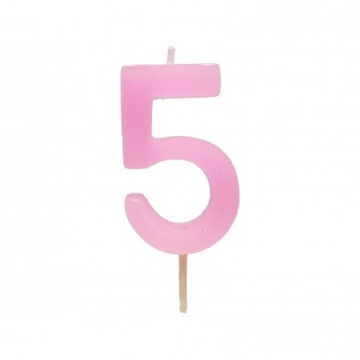 vela cor de rosa número 5 para aniversário