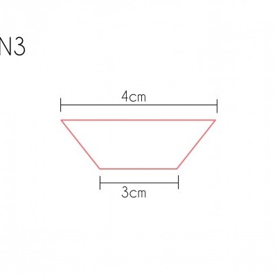 Desenho técnico de um trapezóide com dimensões 4 cm e 3 cm, código N3