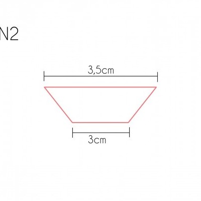 Desenho técnico de trapézio com medidas 3,5 cm e 3 cm e rótulo N2