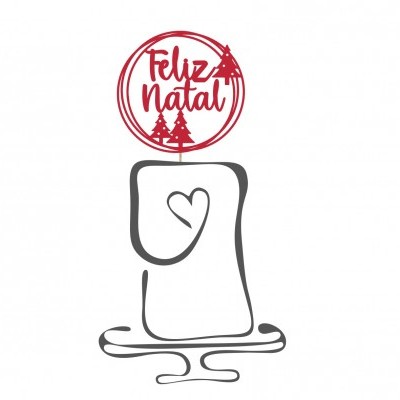 Cartão de mesa decorativo com mensagem 'Feliz Natal' e suporte metálico