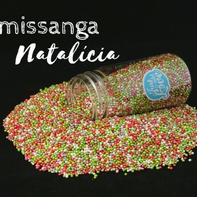 Frasco com missangas coloridas Natalícia