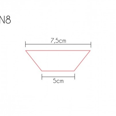 Desenho técnico de uma forma trapezoidal com medidas 7,5 cm e 5 cm