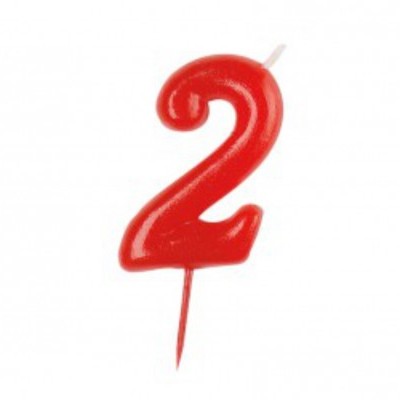 Vela de aniversário número 2 vermelha