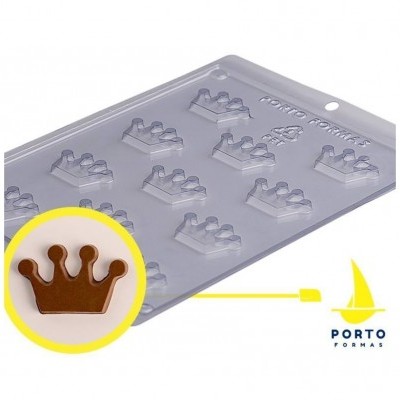 Forma de silicone translúcido em forma de coroa com logotipo Porto Formas