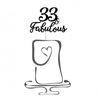 Número 33 Fabulous com desenho de bolo simples e coração