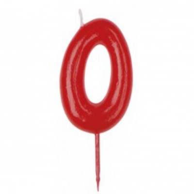 Vela vermelha número zero com base