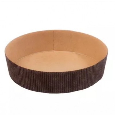 Forma redonda para bolos em papel castanho com textura canelada