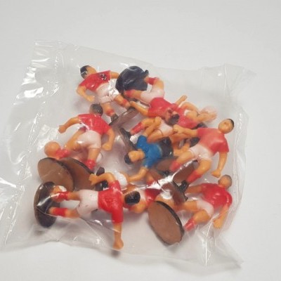 Miniaturas de jogadores de futebol em saco plástico transparente
