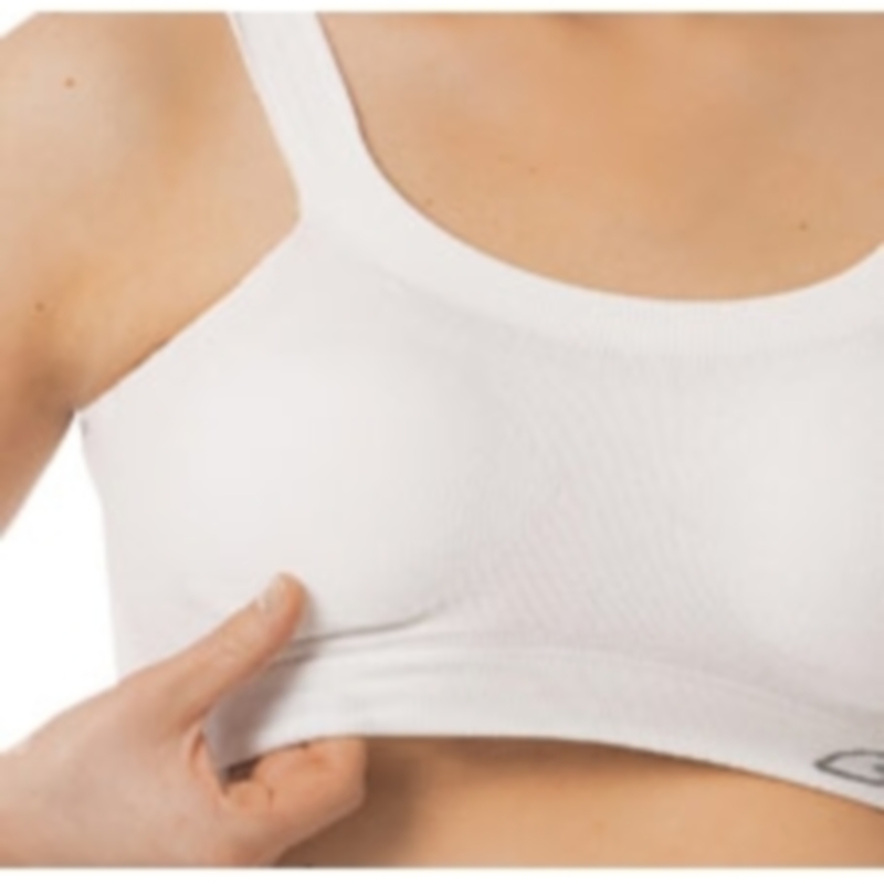 Soutien de gravidez algodão orgânico Carriwell Organic Cotton Comfort Bra Soutien desportivo branco em tecido liso com alças largas.