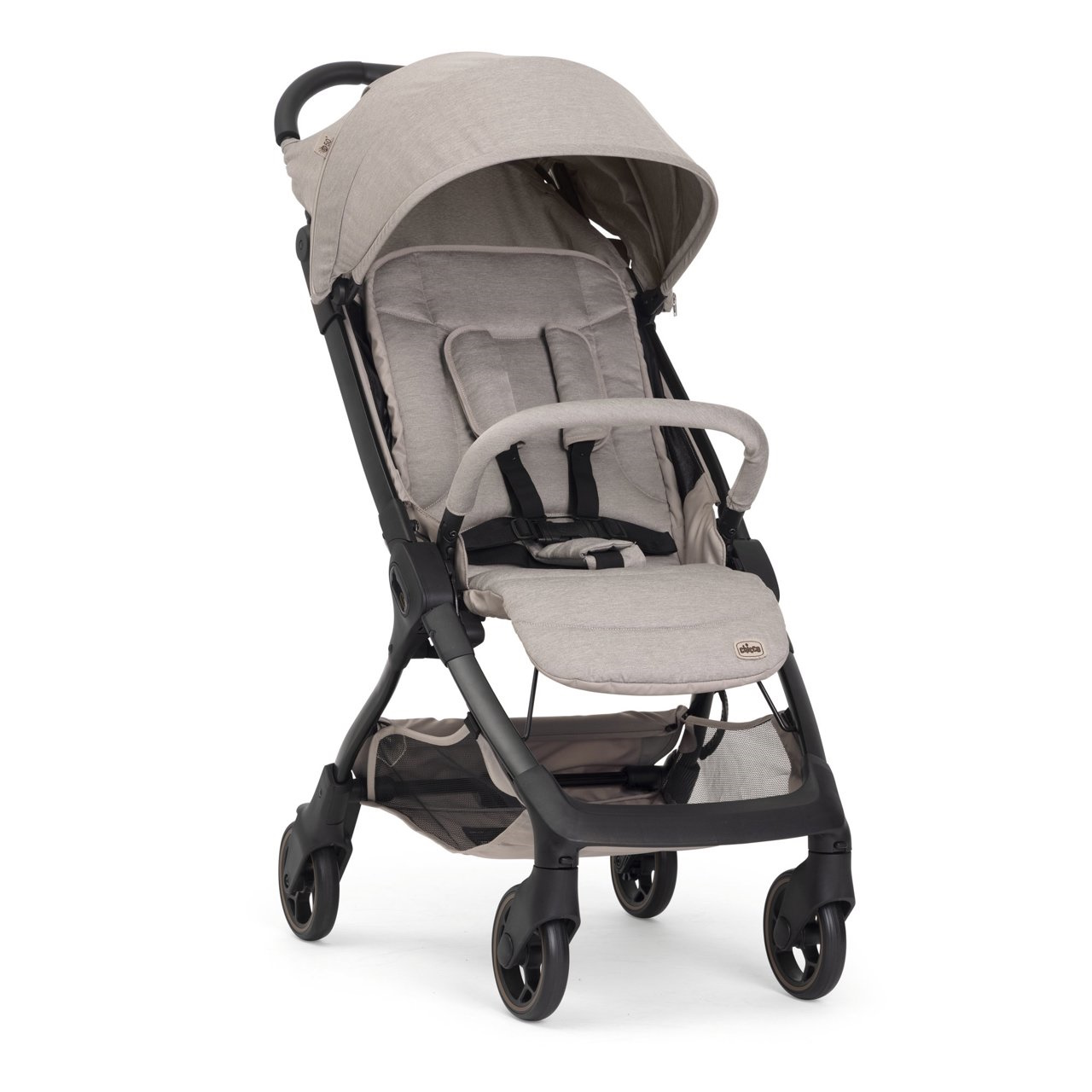 Carrinho bebé Chicco Aero-We baby stroller Carrinho de bebé em cinzento claro e preto com capota e cinto de segurança