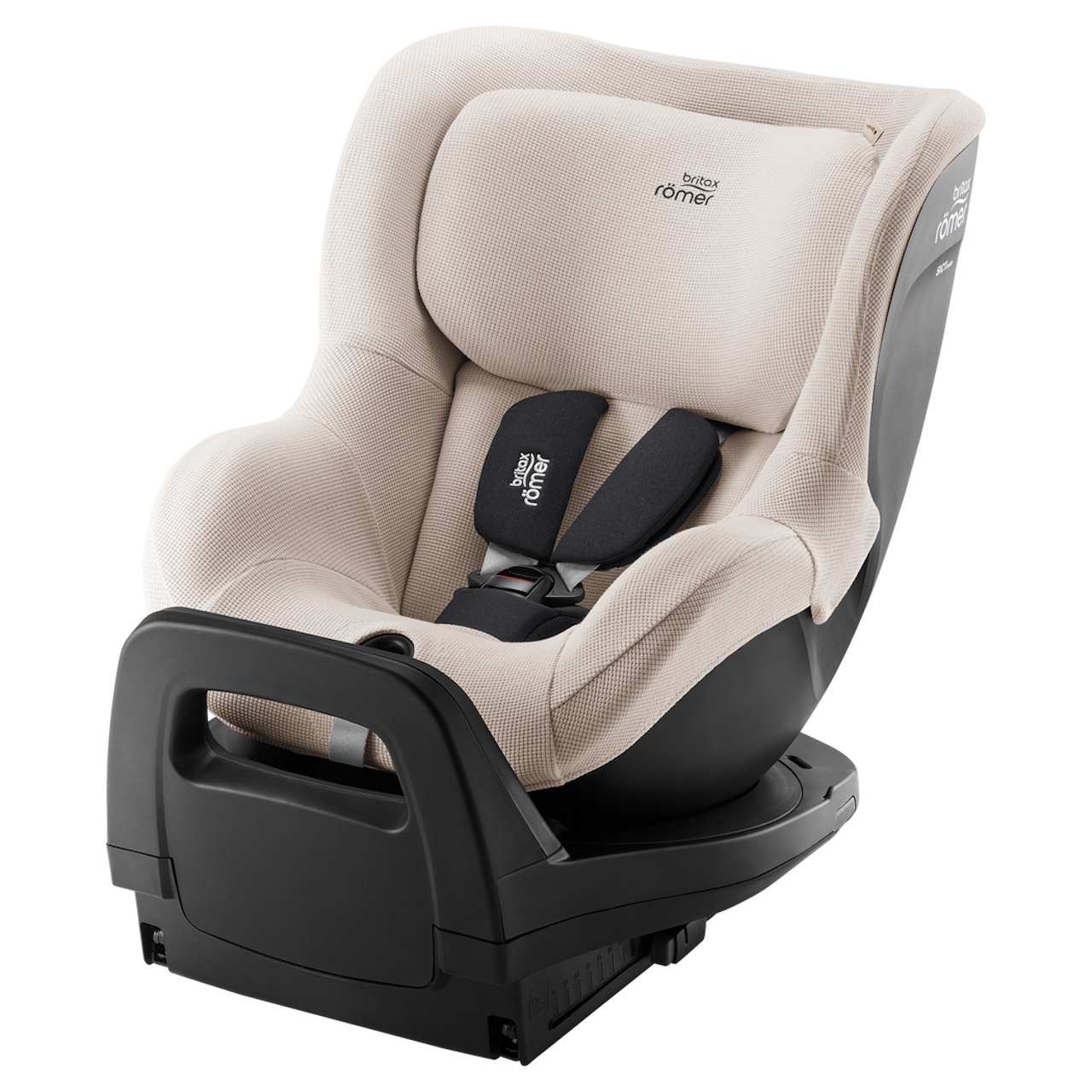 Forra de verão Britax Römer Dualfix Family Summer Cover Cadeira auto para crianças bege e preta com cintos de segurança britax römer.