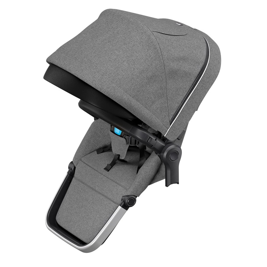 Segundo assento Thule Sleek Sibling Seat Carrinho de bebé cinza com capuz ajustável e estrutura preta
