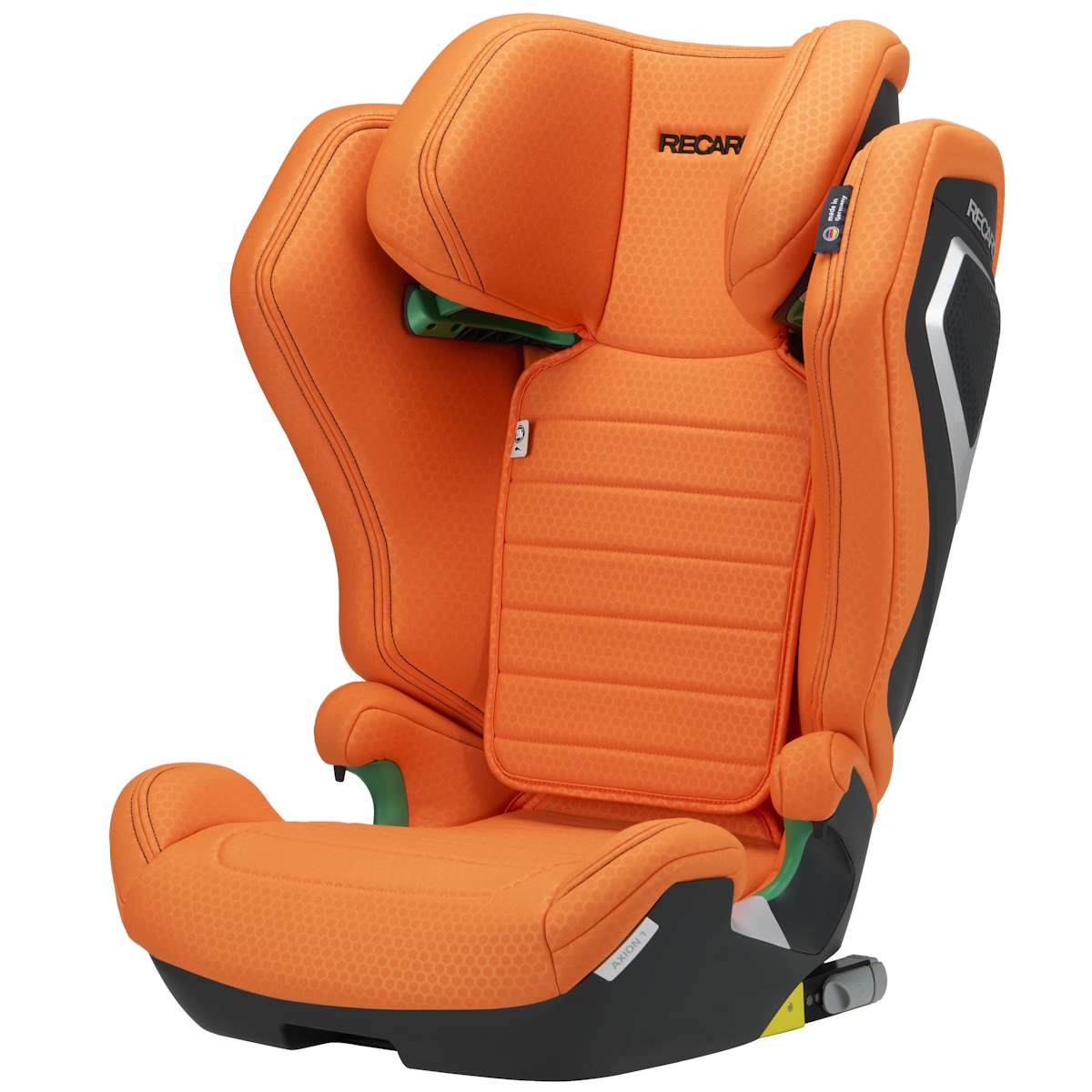 Assento auto infantil laranja com marca RECARO
