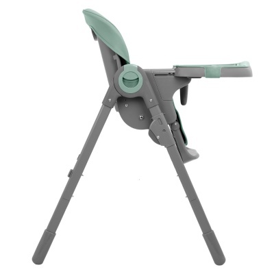 Cadeira alta para bebé cinzenta com verde claro e bandeja