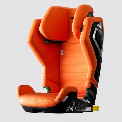 cadeirinha automóvel criança laranja tecido perfurado Recaro