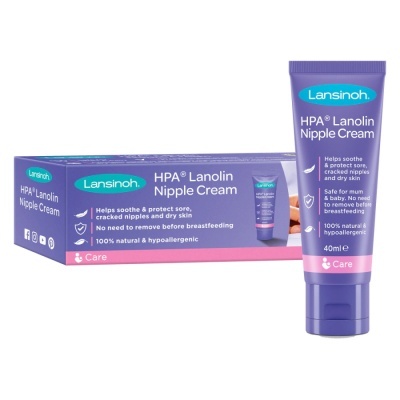 Creme para mamilos Lansinoh HPA Lanolin em tubo roxo e embalagem