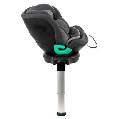 Cadeira auto para bebé cinza escuro com base preta e suporte branco ajustável