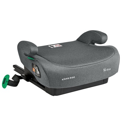 Assento elevatório para crianças cinzento com braços acolchoados e detalhes verdes