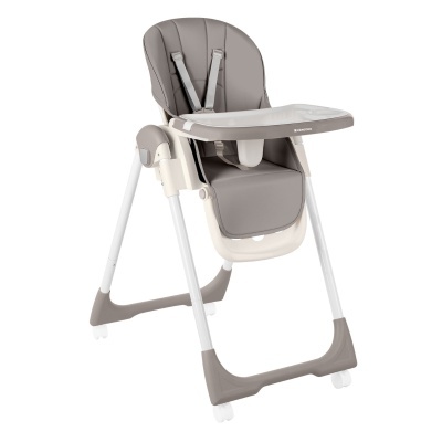 cadeira de bebé cinza e bege com bandeja de alimentação