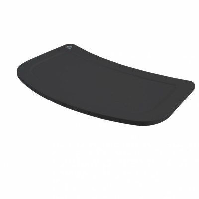 Base rígida preta com bordas curvas e um orifício no canto