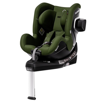 Cadeira auto verde com base preta e suporte branco