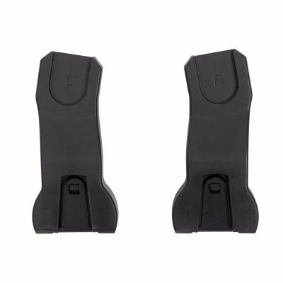 Adaptadores pretos com letras L e R em fundo branco.