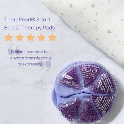 TheraPearl 3-in-1 Breast Therapy Pads com gel roxo e tecido lilás