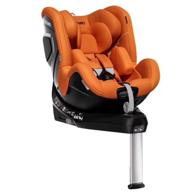 Cadeira auto para criança Recaro laranja com base preta e suporte metálico