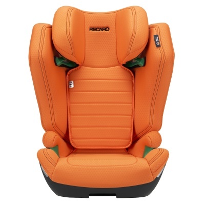 Cadeira auto para criança laranja com detalhes verdes