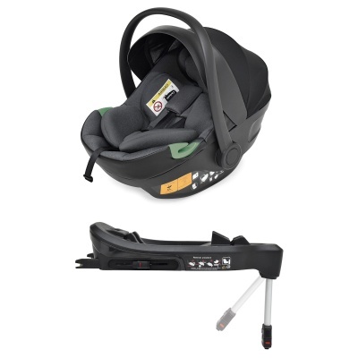 Cadeira auto de bebé preta e cinza com base preta para carro