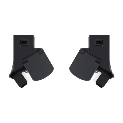 Suportes móveis pretos com tampas articuladas e fixações de espuma