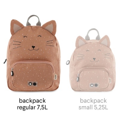 Duas mochilas em forma de gato, castanha e rosa, com capacidade de 7,5L e 5,25L
