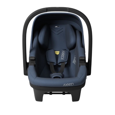 Cadeira auto para bebé AXKID azul escuro com arnês e suporte cabeça acolchoado