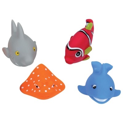 Brinquedos de banho em forma de animais marinhos coloridos