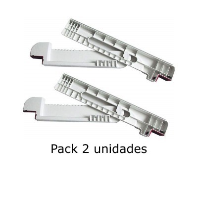 Dois suportes de plástico branco com texto 'Pack 2 unidades'