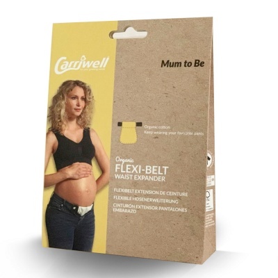 Embalagem do cinto elástico Flexi-Belt para grávidas Carrwell com imagem de mulher grávida